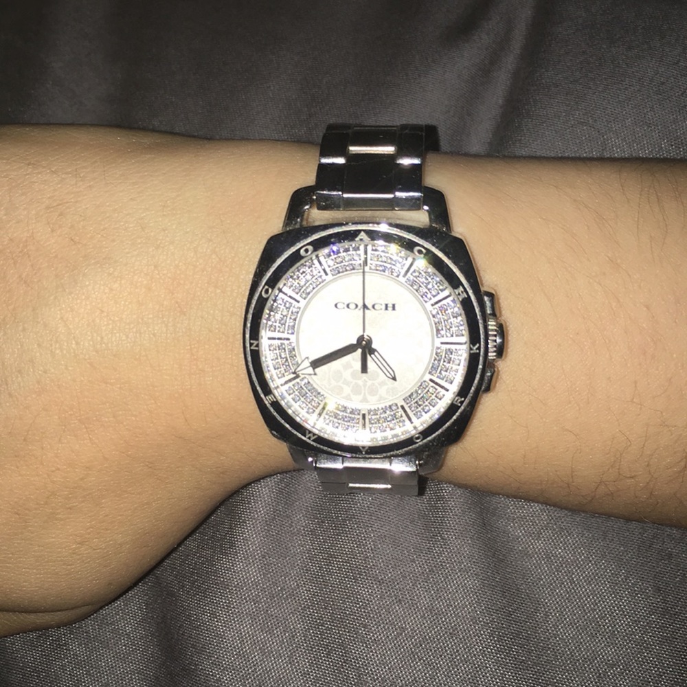 Stainless Steel Coach Crystal Face Watch